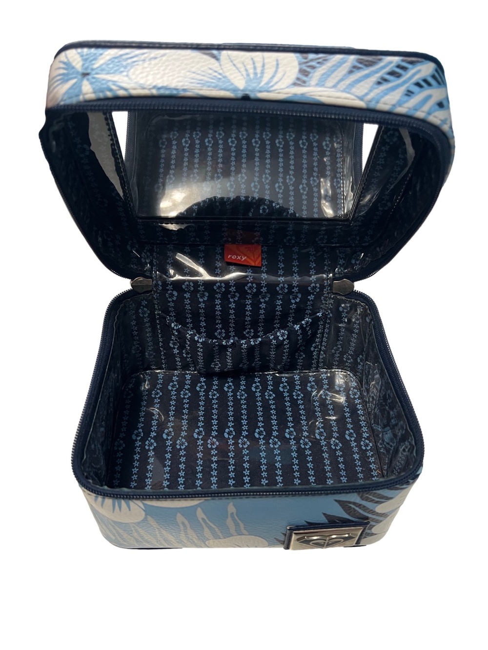 Vintage Y2K Roxy Luggage Make Up Case Blue Hibiscus - Picture 8 of 11